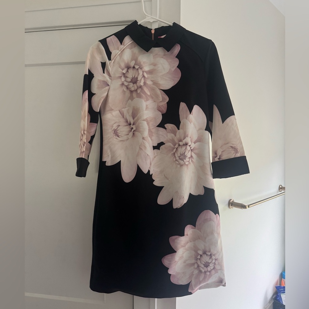 Ted Baker Floral Black and Pink Dress
